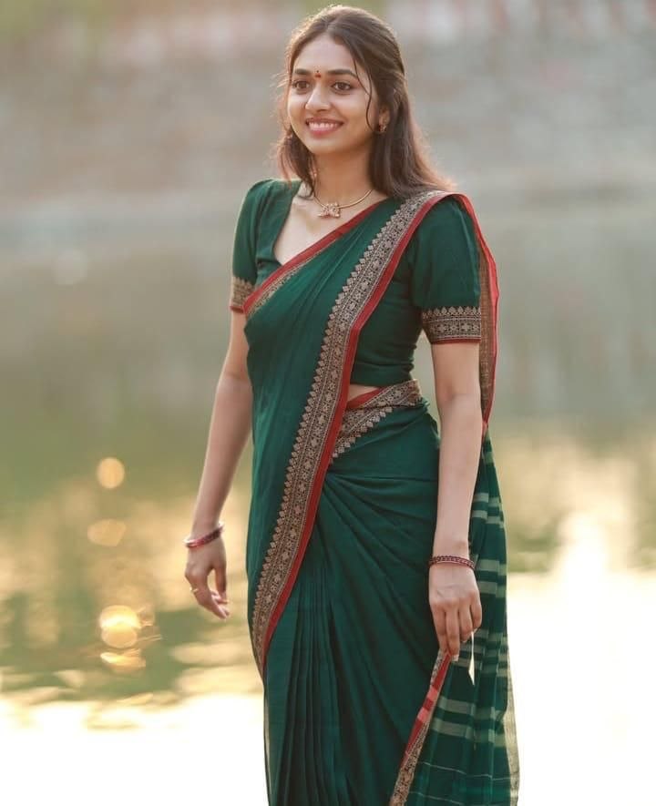 Narayanapet Sindoor Border Saree - Dusty Rose Pink